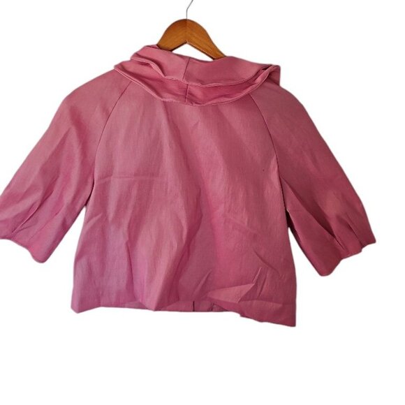 Samuel Dong Pink Glam Party Ruffle‎ 3/4 Sleeve Cropped Jacket L Large - Picture 12 of 13